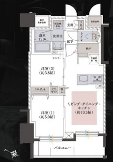 レーベン月寒中央 LEGEND ONE 間取り F type