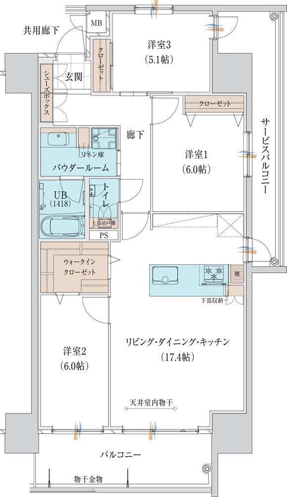 グランドパレス飯塚 間取り D TYPE