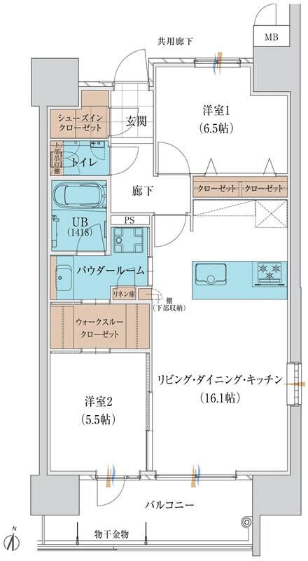 グランドパレス飯塚 間取り B TYPE