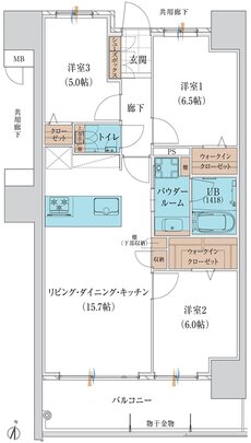 グランドパレス飯塚 間取り C TYPE