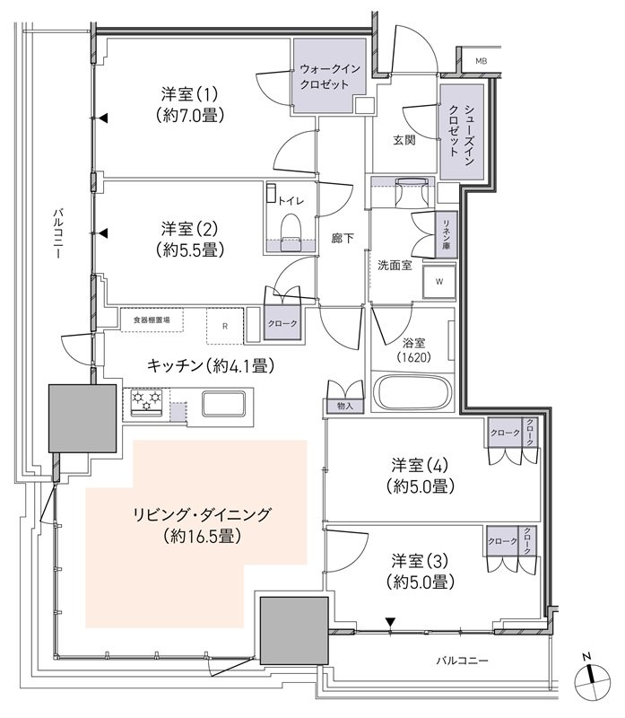 パークタワー柏の葉キャンパス 間取り S93Btタイプ