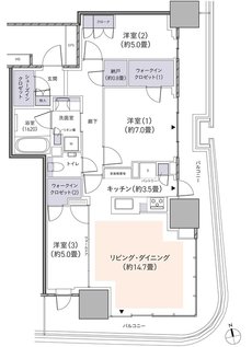 パークタワー柏の葉キャンパス 間取り S84Jtタイプ