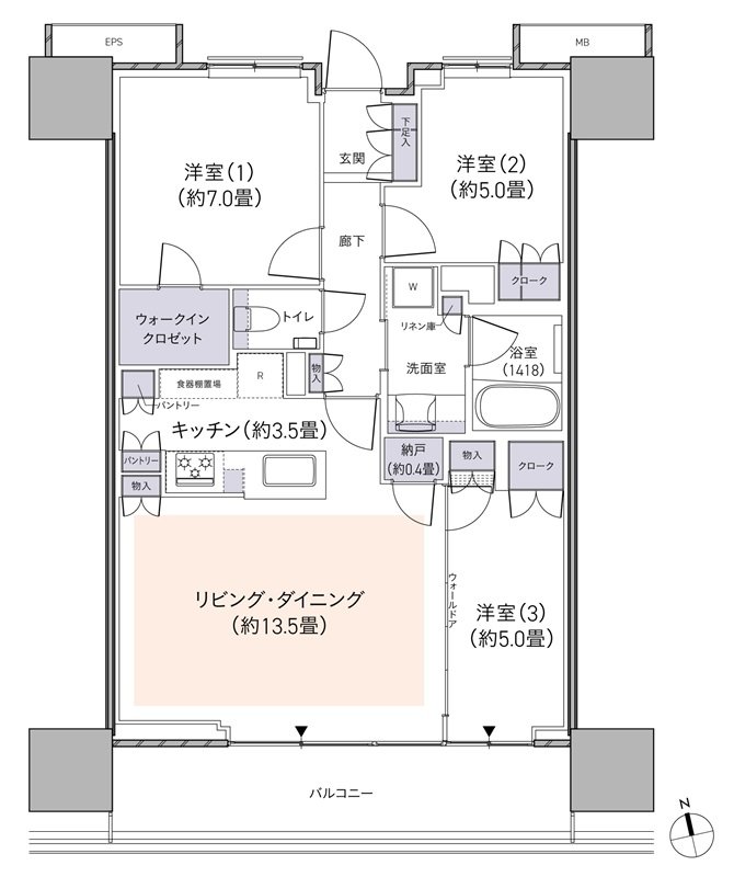 パークタワー柏の葉キャンパス 間取り S76Ftタイプ