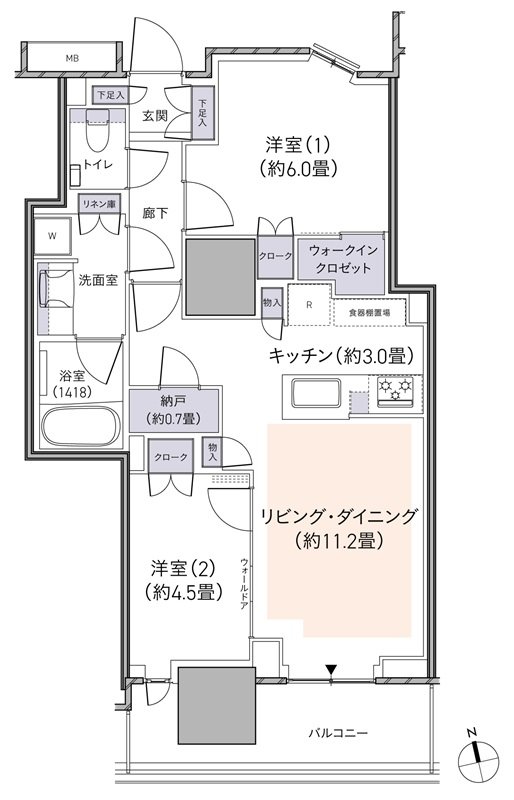 パークタワー柏の葉キャンパス 間取り S60Ctタイプ