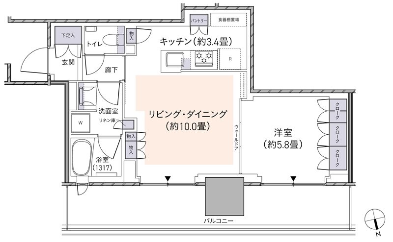 パークタワー柏の葉キャンパス 間取り N47Ftタイプ