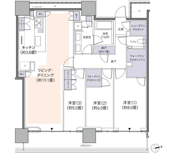 パークタワー柏の葉キャンパス 間取り P-S101Otタイプ
