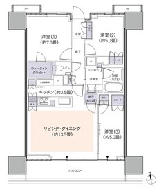 パークタワー柏の葉キャンパス 間取り S76Fタイプ
