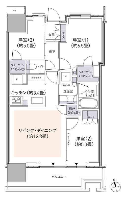 パークタワー柏の葉キャンパス 間取り S69Aタイプ