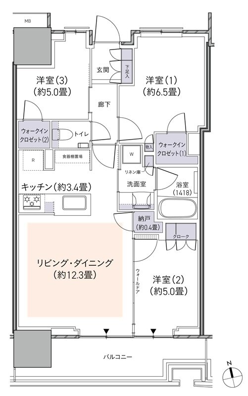 パークタワー柏の葉キャンパス 間取り S69Atタイプ