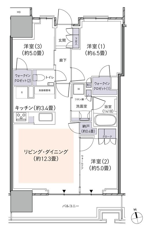 パークタワー柏の葉キャンパス 間取り S69Atタイプ