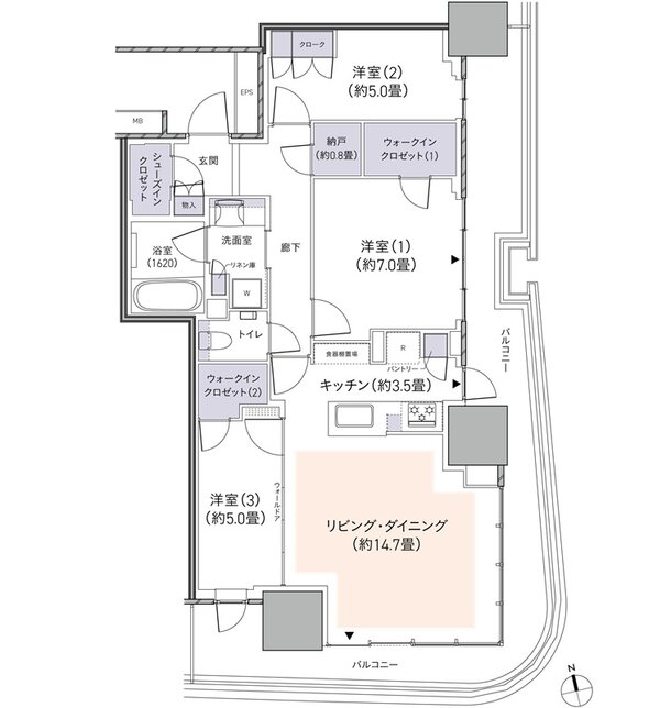 パークタワー柏の葉キャンパス 間取り S84Jタイプ