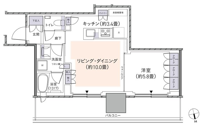パークタワー柏の葉キャンパス 間取り N47Fタイプ
