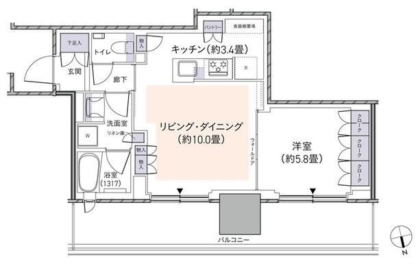 パークタワー柏の葉キャンパス 間取り N47Fタイプ