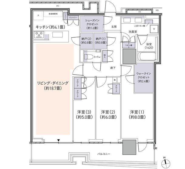 パークタワー柏の葉キャンパス 間取り P-S102Ptタイプ