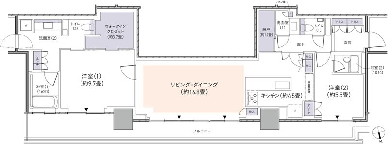 パークタワー柏の葉キャンパス 間取り P-N99Ktタイプ