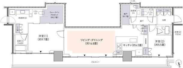 パークタワー柏の葉キャンパス 間取り P-N99Ktタイプ