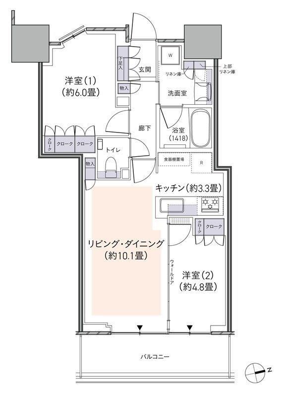 パークタワー柏の葉キャンパス 間取り E56Aタイプ