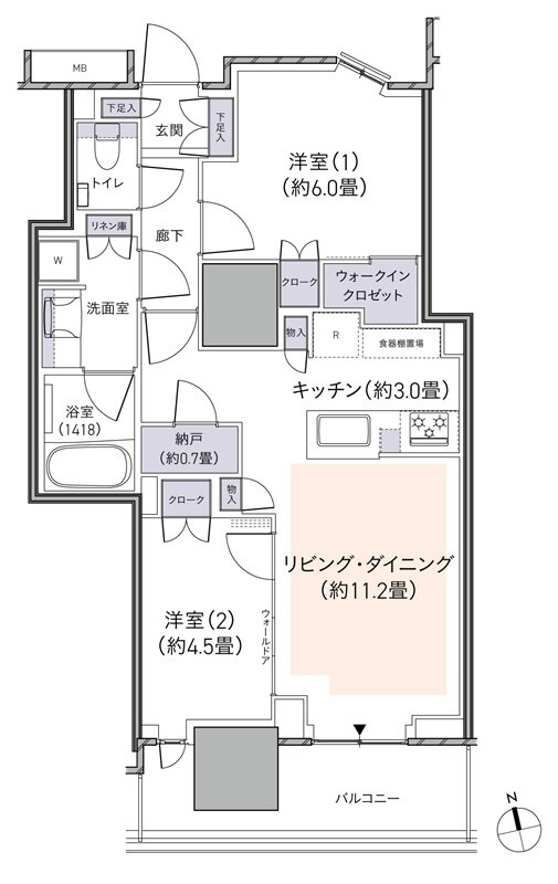 パークタワー柏の葉キャンパス 間取り S60Cタイプ