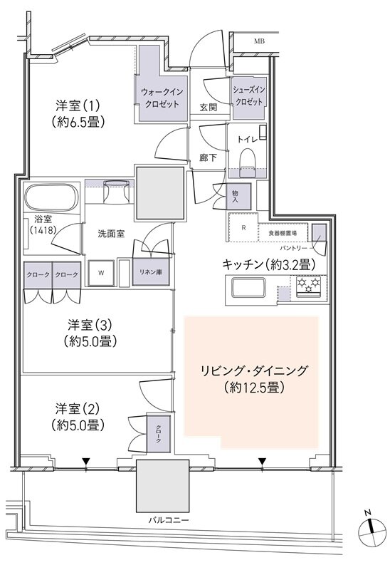 パークタワー柏の葉キャンパス 間取り S72Dタイプ