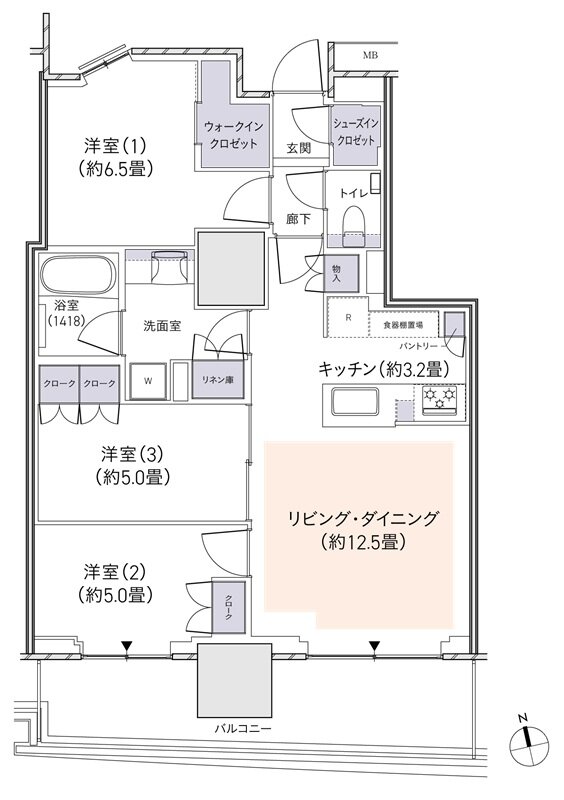 パークタワー柏の葉キャンパス 間取り S72Dtタイプ