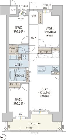 オーヴィジョン鴨池 間取り B TYPE〈MENU PLAN〉