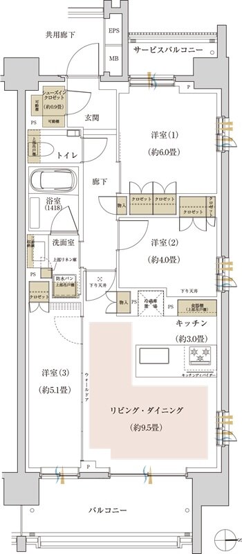 リビオ高田馬場 間取り Kタイプ
