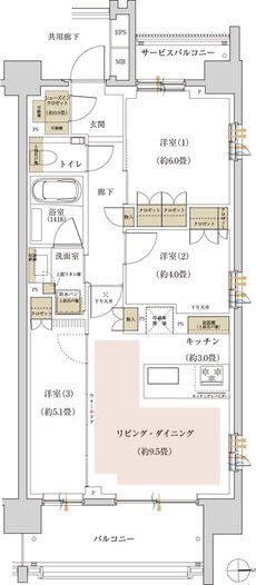 リビオ高田馬場 間取り Kタイプ