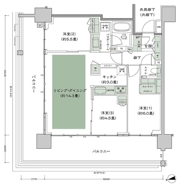 シティハウス調布小島町 間取り A-3 type