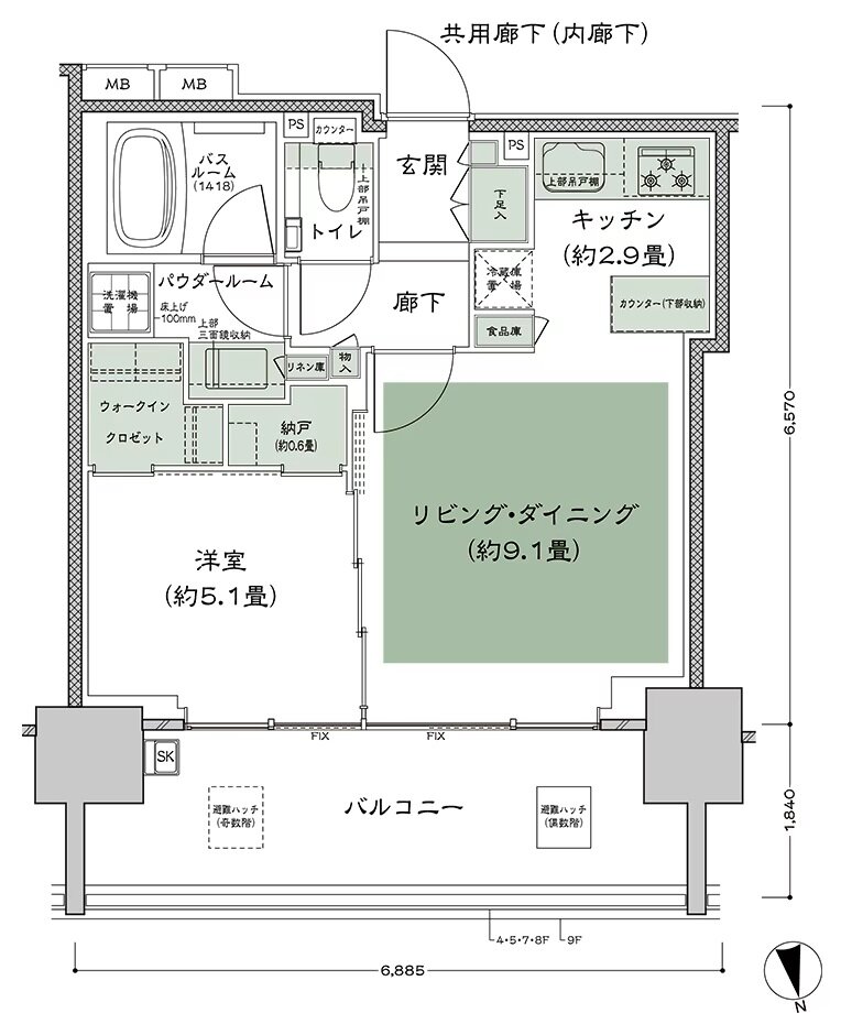 シティハウス調布小島町 間取り I-1 type