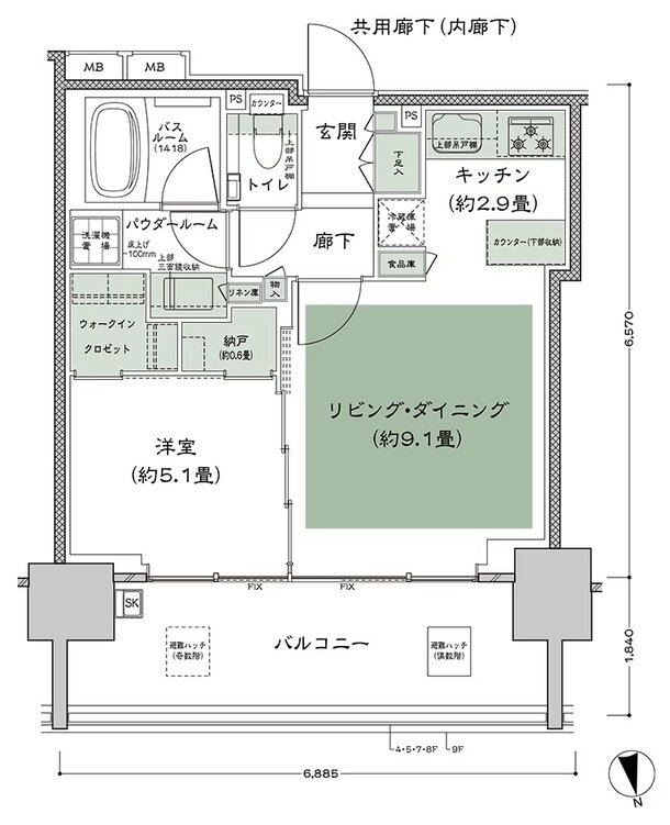 シティハウス調布小島町 間取り I-1 type