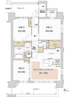 プレサンス ロジェ 西宮北口レジデンス 間取り Fタイプ