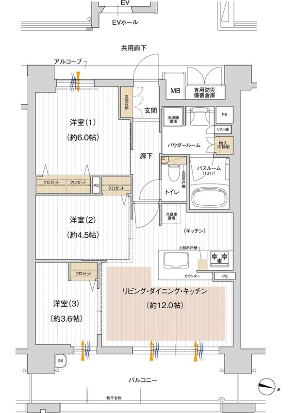 プレサンス ロジェ 西宮北口レジデンス 間取り Eタイプ