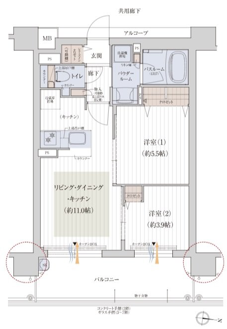 プレサンス ロジェ 長居公園リーフォリア 間取り Cタイプ