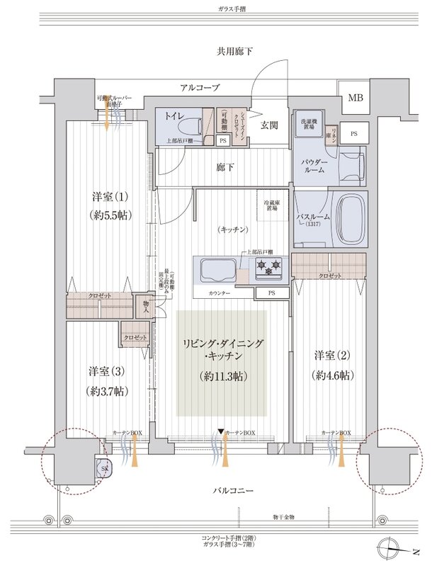 プレサンス ロジェ 長居公園リーフォリア 間取り Dタイプ