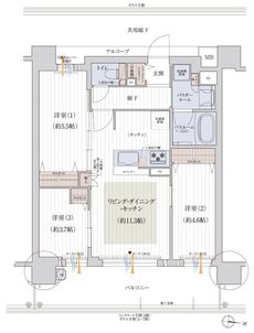 プレサンス ロジェ 長居公園リーフォリア 間取り Dタイプ