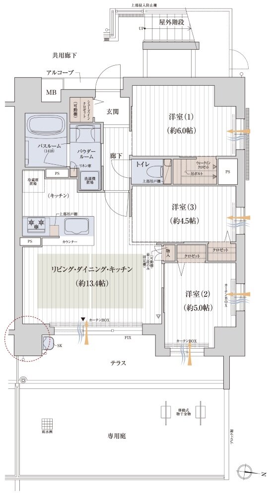 プレサンス ロジェ 長居公園リーフォリア 間取り Egタイプ