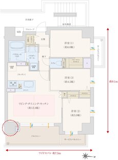 プレサンス ロジェ 長居公園リーフォリア 間取り Eタイプ