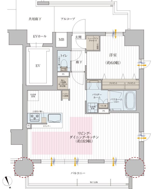 プレサンス ロジェ 星ヶ丘駅前 間取り Bタイプ メニュー1