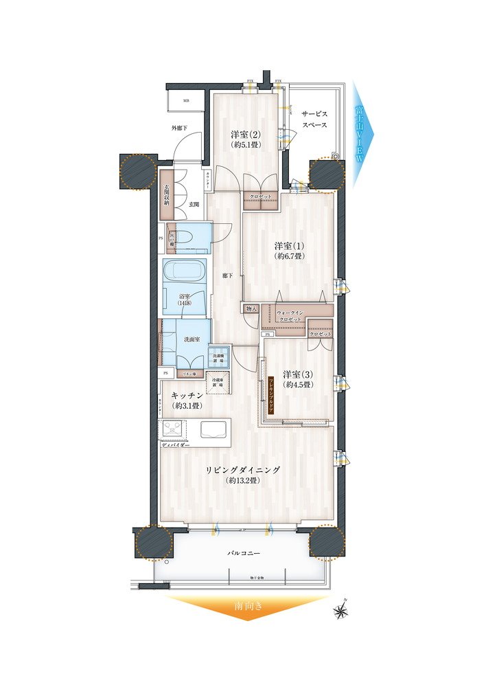 デュオヒルズ静岡伝馬町 間取り Cタイプ