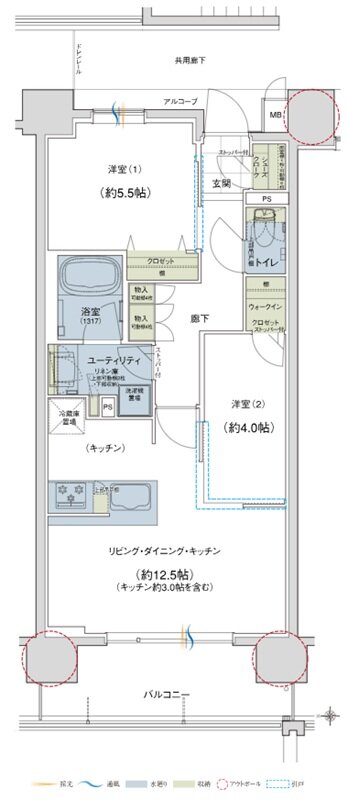 ユニハイム京都西院高辻通 間取り Hタイプ
