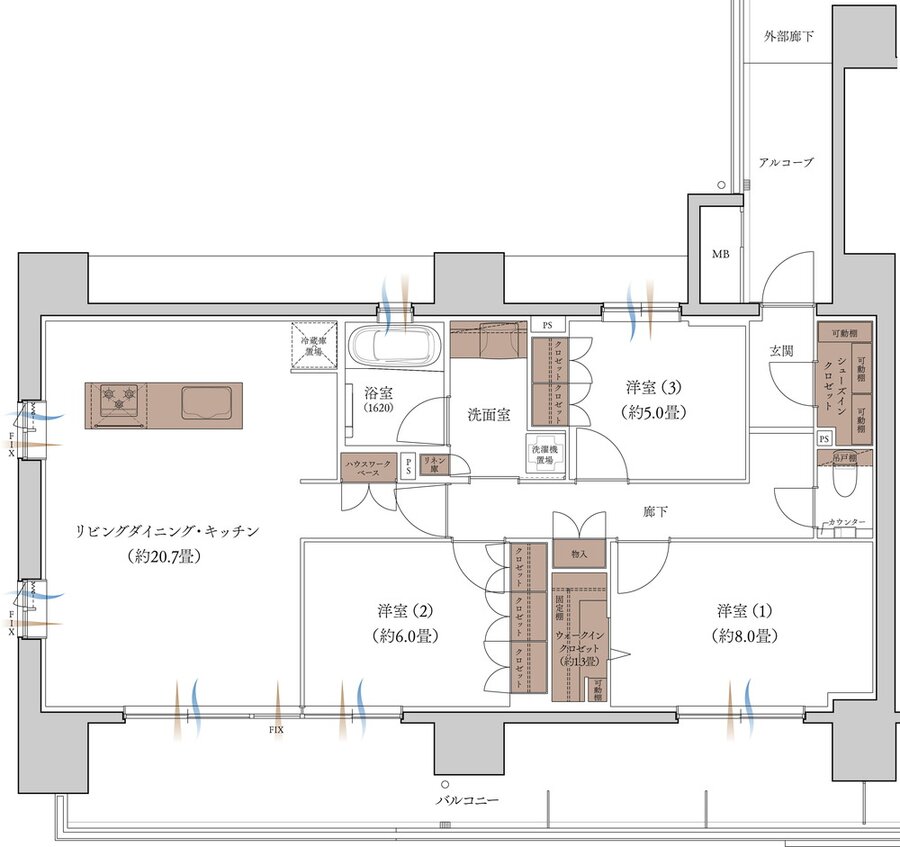 エンブレム徳島 間取り I-Iタイプ(壱番館 先着順)