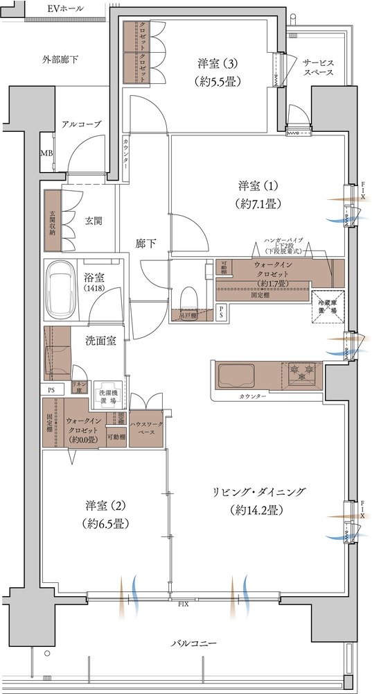 （仮称）徳島西新町新築マンションプロジェクト 間取り I-Kタイプ
