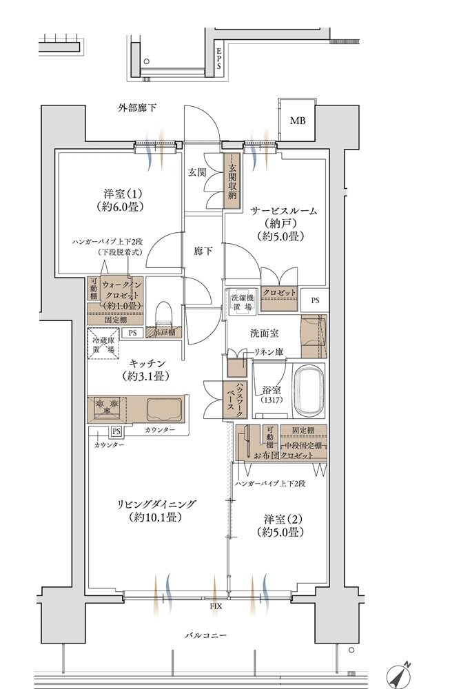 エンブレム徳島 間取り I-Jタイプ(壱番館 第2期2次)