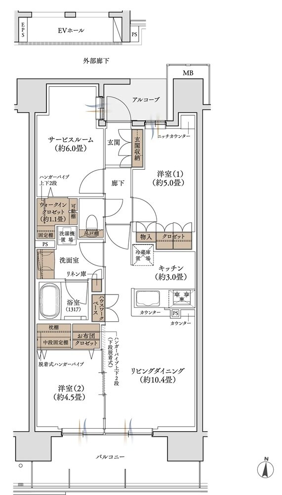 エンブレム徳島 間取り II-Gタイプ(弐番館 第3期2次)