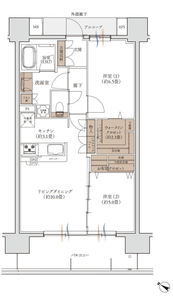 エンブレム徳島 間取り II-Bタイプ（弐番館 第3期1次）