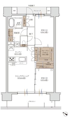 エンブレム徳島 間取り II-Bタイプ（弐番館 第3期1次）