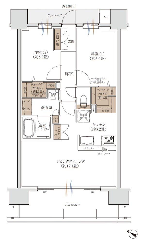 エンブレム徳島 間取り II-Cタイプ(弐番館 第3期1次)