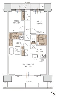 エンブレム徳島 間取り II-Cタイプ（弐番館 第3期1次）