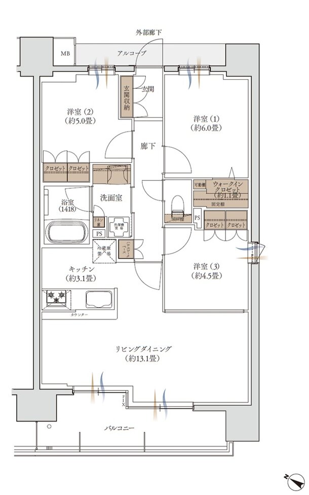 エンブレム徳島 間取り II-Dタイプ（弐番館 第3期1次）