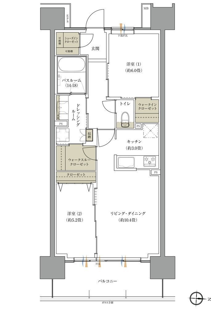 ザ・レジデンス松本深志 間取り Oタイプ（パークアリーナ）